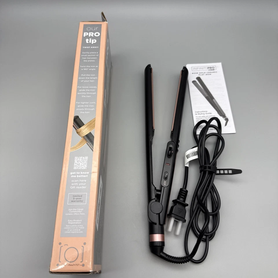 Plancha de pelo InfinitiPro de Conair, SHINE BOOST, oro rosa, plancha de 1"" Foto 2 de 4
