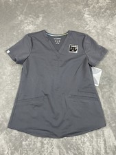 Scrubstar Scrub Top Women XS Premium Performance Stretch V Neck Gray