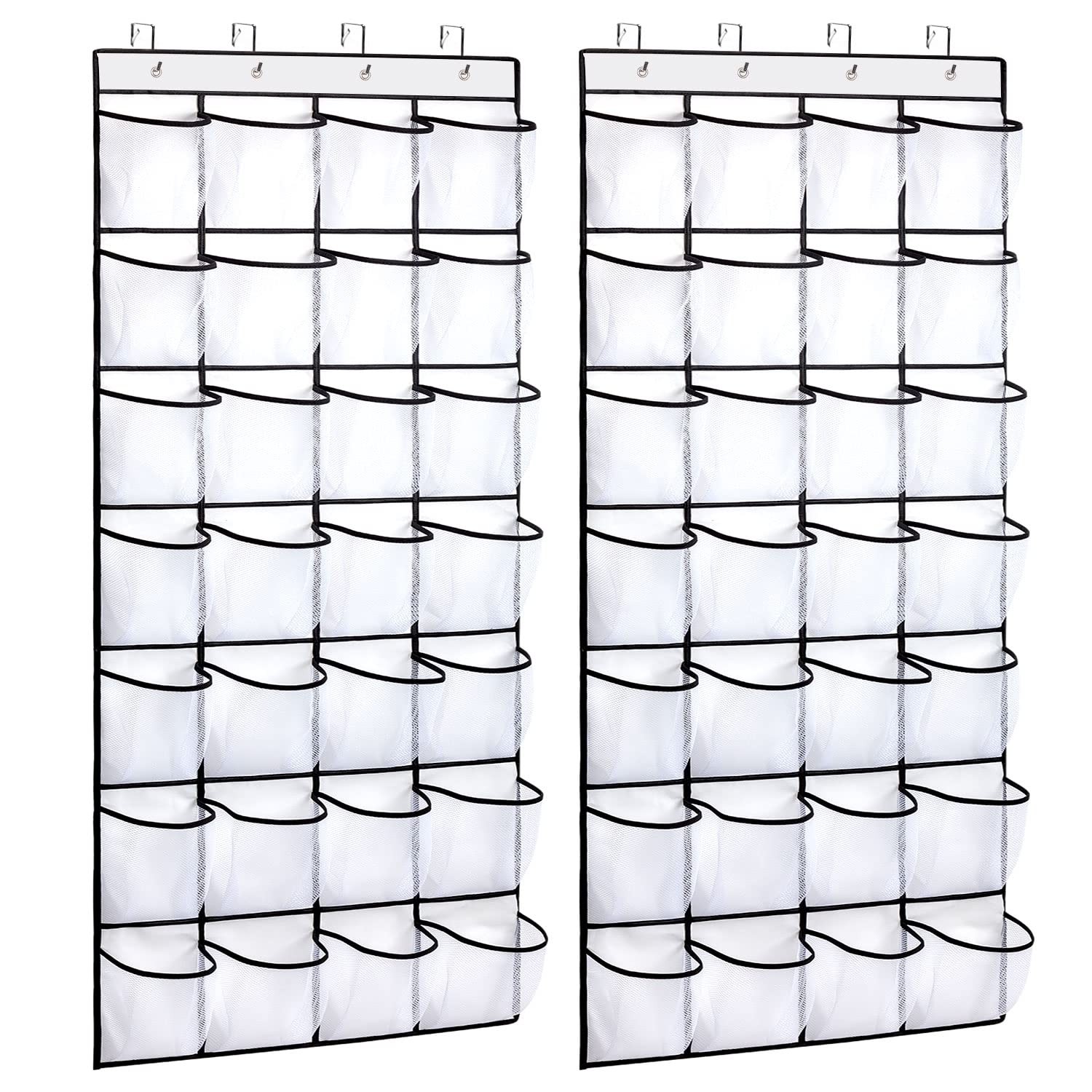 2 Pack 28 Pocket Over the Door Shoe Organizer, Hanging Shoe Rack for Door Lar...