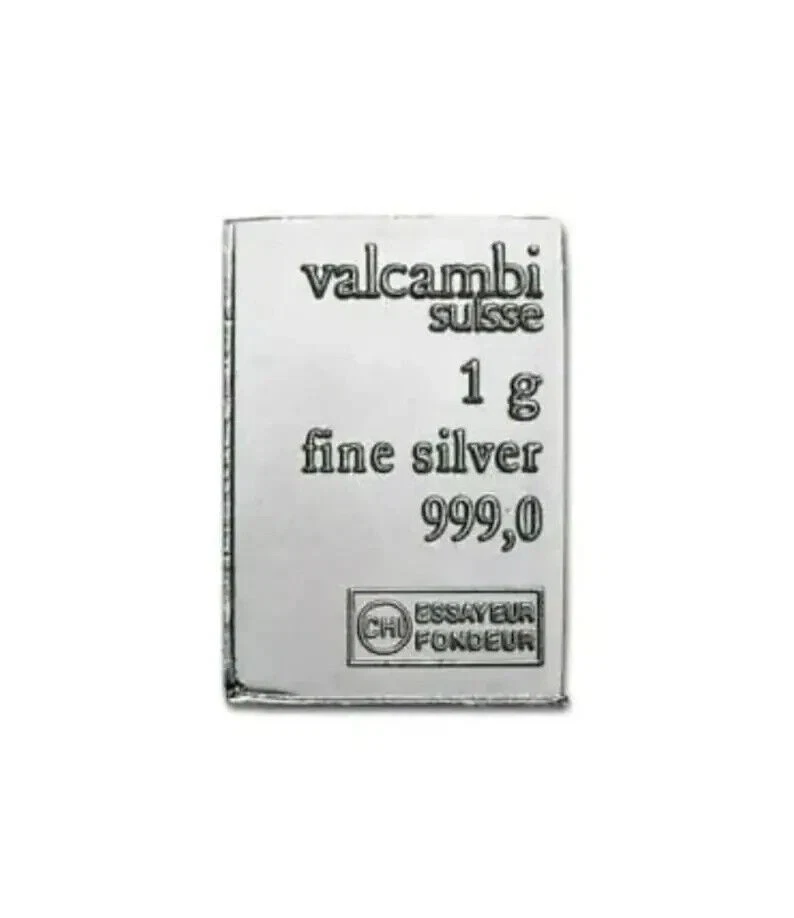  LINGOTTO ARGENTO PURO 1 g VALCAMBI SUISSE 999 FINE SILVER CERTIFICATO - Immagine 2 di 2