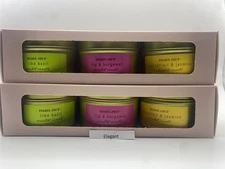 2 Pack Trader Joe's Scented Candle Trio 3 3oz Lime Basil Stonefruit Jasmine fig