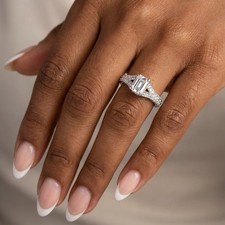 Engagement Ring Vintage 14K White Gold 1.33 CT Emerald Lab-Grown Diamond H VS2