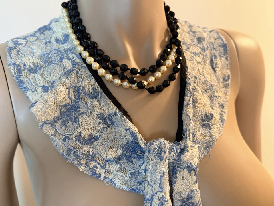 Antique 19th Century French Neck Tie Collar Hand Embroidery Vintage - Image 2 of 4