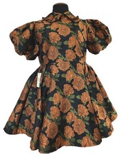 Jessakae Sylvie Dress Puff Sleeves Black Orange Floral Collared Size 1X NWT