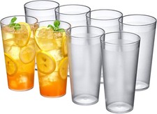 8-Pack 24oz Plastic Tumblers Stackable BPA-Free Shatterproof Clear