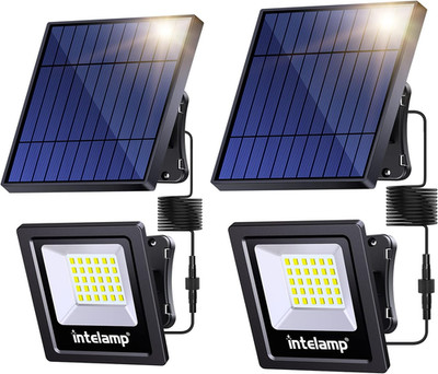 4400mAh Solar Flood Lights, 2 Pack Outdoor Security Light, IP65 Waterproof	