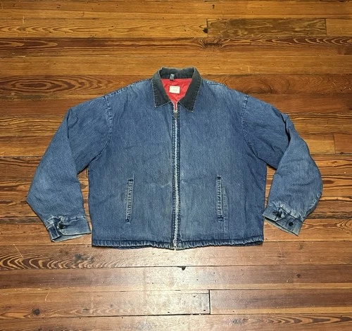 Vintage BIG MAC JCPenney Denim Work Jacket Red Lined Corduroy Collar Rare Men L video thumbnail