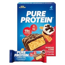 Pure Protein Sundae Cone Protein Bars, 19g Protein, Gluten Free, 4 Ct