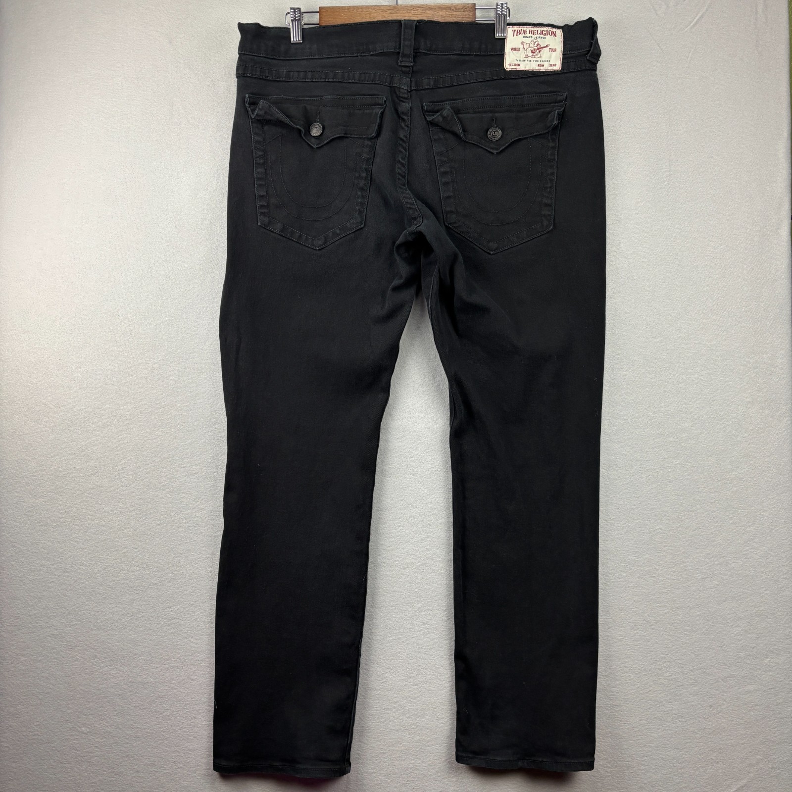 True Religion Ricky Relaxed Straight Black Jeans Mens Actual 40x32 | Tag 42x32