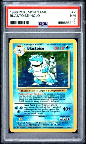 1999 POKEMON BASE SET UNLIMITED #2 BLASTOISE-HOLO PSA 7