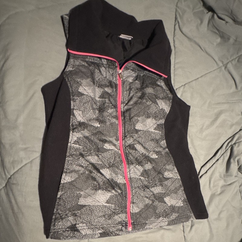Columbia Women’s M Camo Full Zip Vest Mock Neck Black Gray Pink Activewear