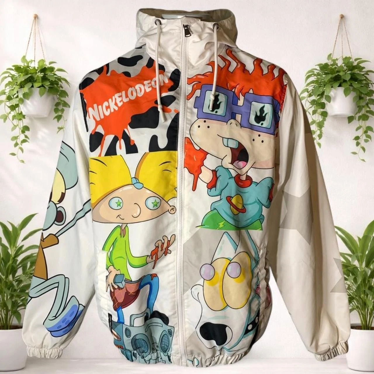 Nickelodeon Rugrats Members Only Windbreaker Jacket Y2K Cartoon Hooded M