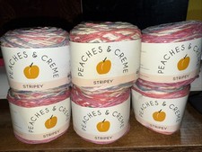 6 PEACHES  CREME STRIPEY 100 COTTON Yarn Worsted 2 Oz. Ea BEACH HOUSE