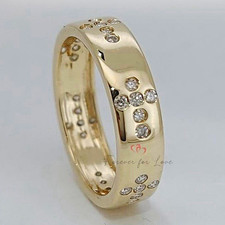 ForeverForLove 14ct Yellow Gold Pavé Diamond Wedding Band 0.5ctw 4mm Q