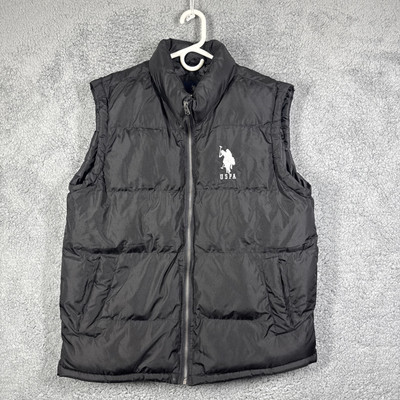 US Polo ASSN Puffer Vest Mens Medium Black USPA Quilted Full Zip Jacket