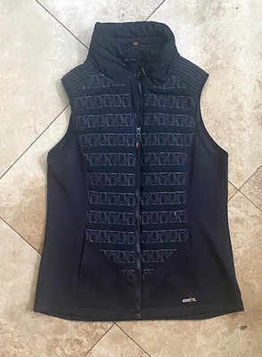 Kerrits Softshell Puffer Riding Vest Black with Horse Shoe Pattern Size M