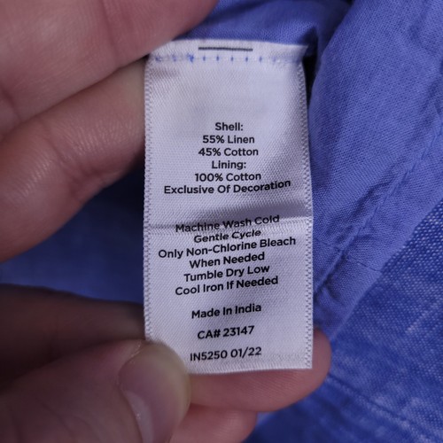 Talbots Dress 12 Blue Floral Embroidered Linen Cotton Blend Shift Chambray - Picture 7 of 8