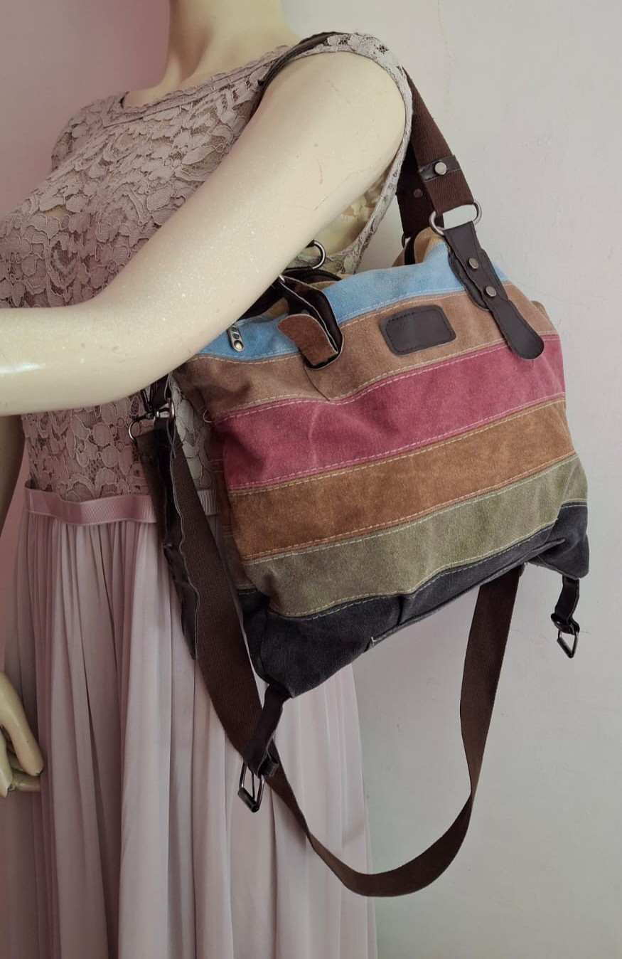 MSLD Canvas Patchwork Shoulder Bag Large Capacity… - image 3