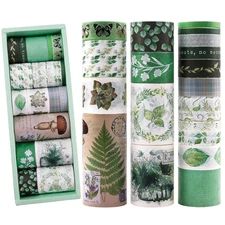 18 Rolls Vintage Washi Tape Set, Mushroom Flower Plants Decorative Tape, 5/10/15