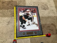 Bob Probert Signed Chicago Blackhawks Fight Photo/Poster Framed not Red Wings