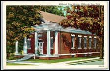 Postcard Millbrook Free Library Millbrook NY K38