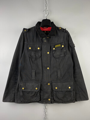 Barbour International Wax Cotton Button Zip Jacket Size M / L | eBay