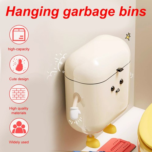 12L Wall-mounted Kitchen Trash Can - Hanging Garbage Bin With Lid For Cabinets