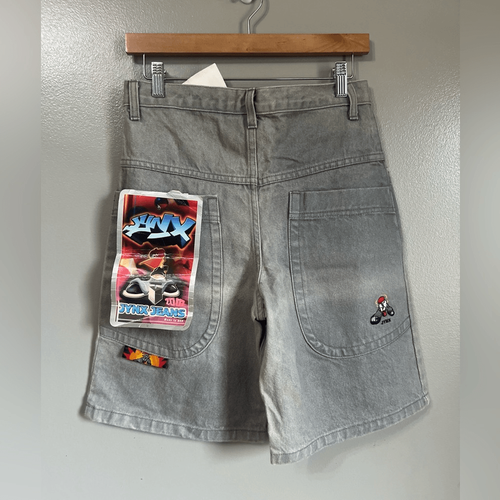 Y2K JYNX hip hop denim gray shorts boys size 11-12 relaxed graphic design grunge - Picture 10 of 11