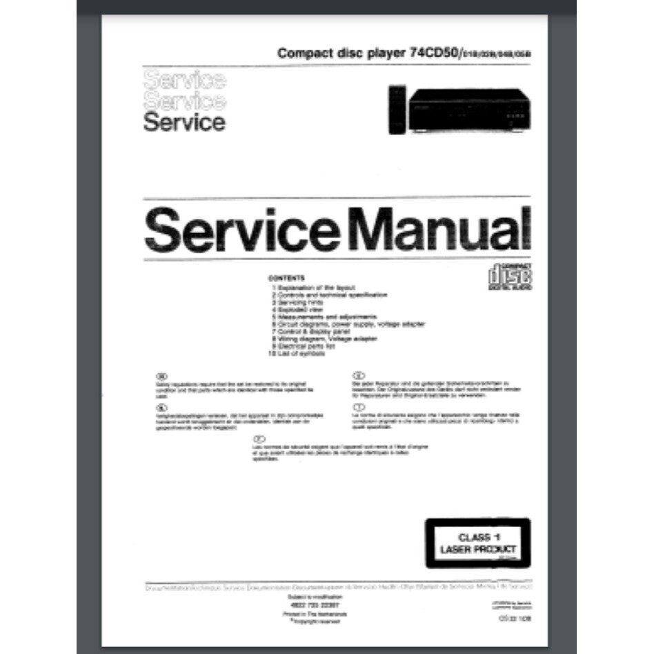 Marantz CD-50 CD Player Service Manual 20 Pages