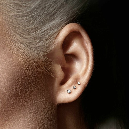 1pc Push In Gem Half Ball 16g Labret Monroe Stud Lip Ring Helix Ear Cartilage - Picture 4 of 9