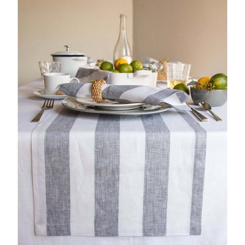 Solino Home Linen Table Runner for Dining, Summer, Luxury - Cabana Stripe - Picture 19 of 59