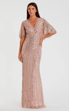 NEW Mac Duggal Sequined V-Neck Cape Sleeve Column Gown (Style 93583) – Size 10