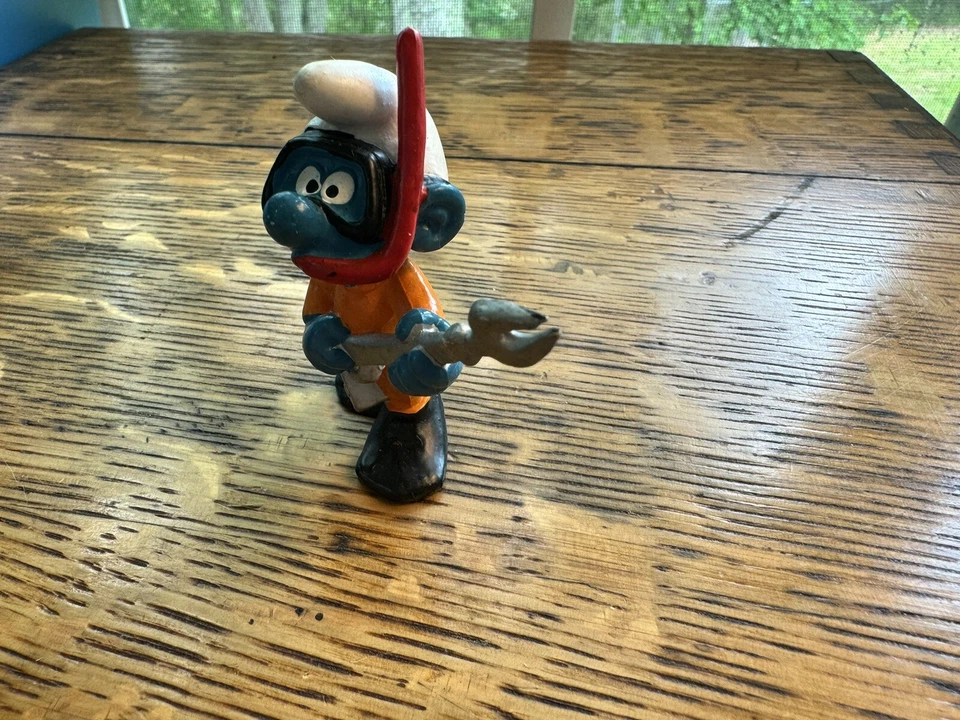 De colección 1979 Original SMURF Peyo Buceador Snorkeler Pescador Submarino Pescador ☼ Foto 3 de 4