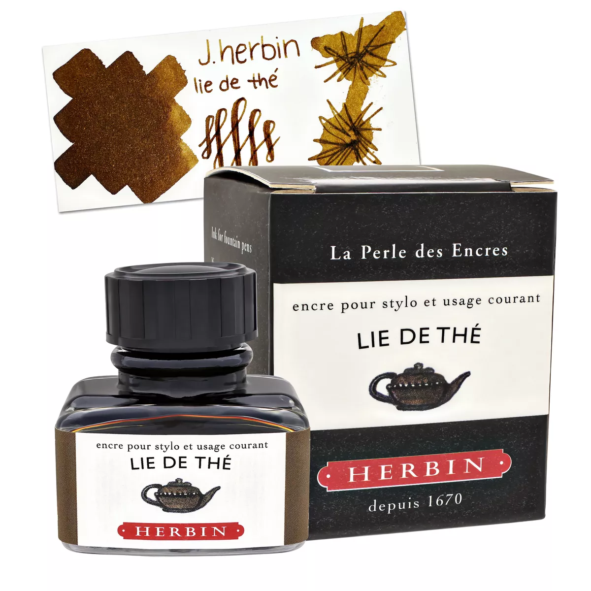 J. Herbin Bottled Fountain Pen Ink 30mL Lie de th Brown Tea H130 44 New