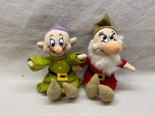 Walt Disney Seven Dwarfs Dopey  Grumpy plush 7" sitting Toy Factory