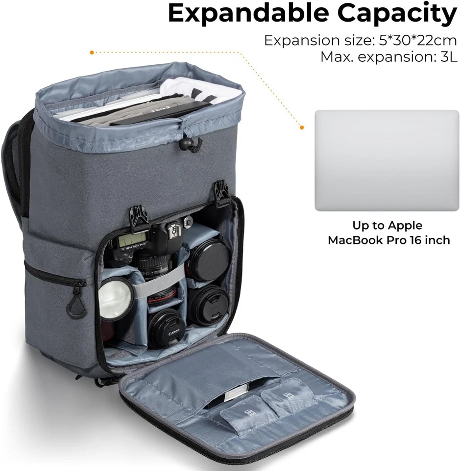 K&F Concept 25 L Hard Shell Camera Backpack Large Capacity Photography for DSLR - Image 4 of 4