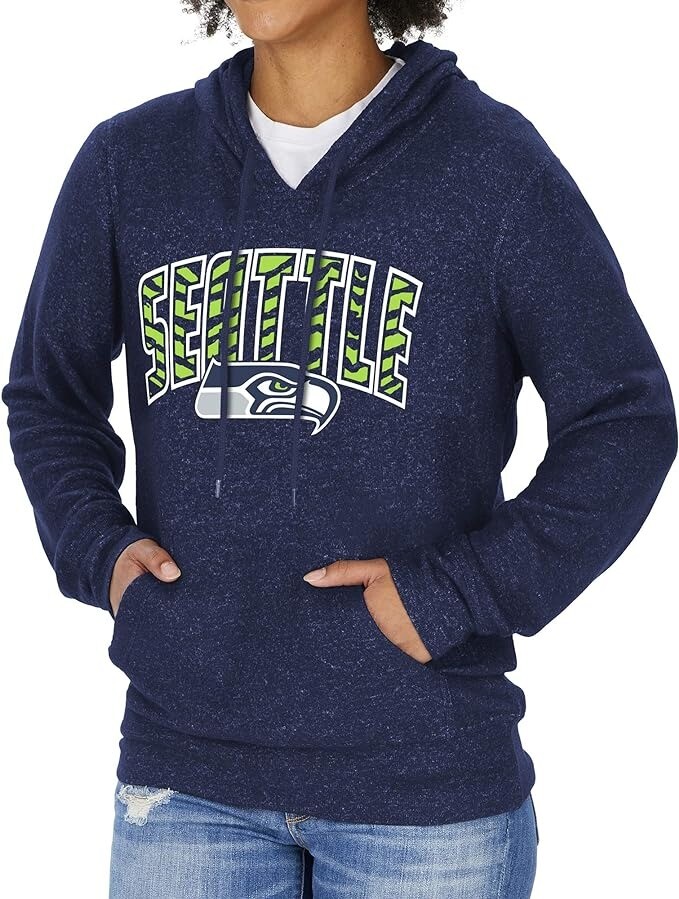 Мягкая толстовка с капюшоном из мрамора Zubaz NFL Womens Seattle Seahawks