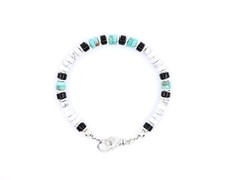 6mm Heishi Bracelet Blue Turquoise, Onyx, White Buffalo Howlite, Southwestern