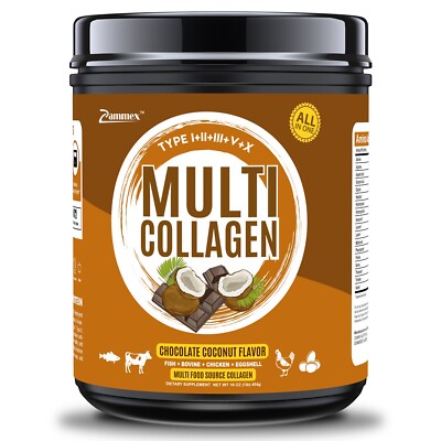 Zammex Multi-CollagenPeptide Powder Hydrolyzed Protein Peptides Chocolate flavor