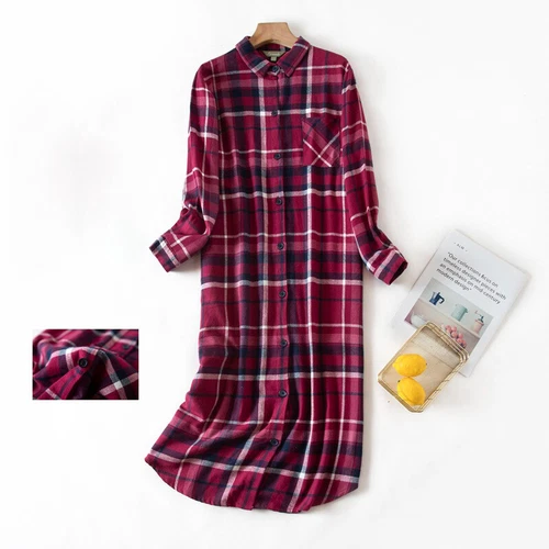 US Women's Flannel Cotton Long Sleeve Nightgown Nightwear Sleepwear/Sleep Dress - Bild 7 von 60