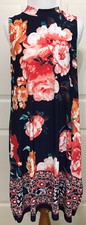 NWT Tiana B size 6 navy coral teal sleeveless floral A-line slinky dress womens