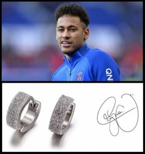 Men’s/Boy’s: Neymar - PSG Brazil 18ct White Gold Plated Frosted Crystal Earrings