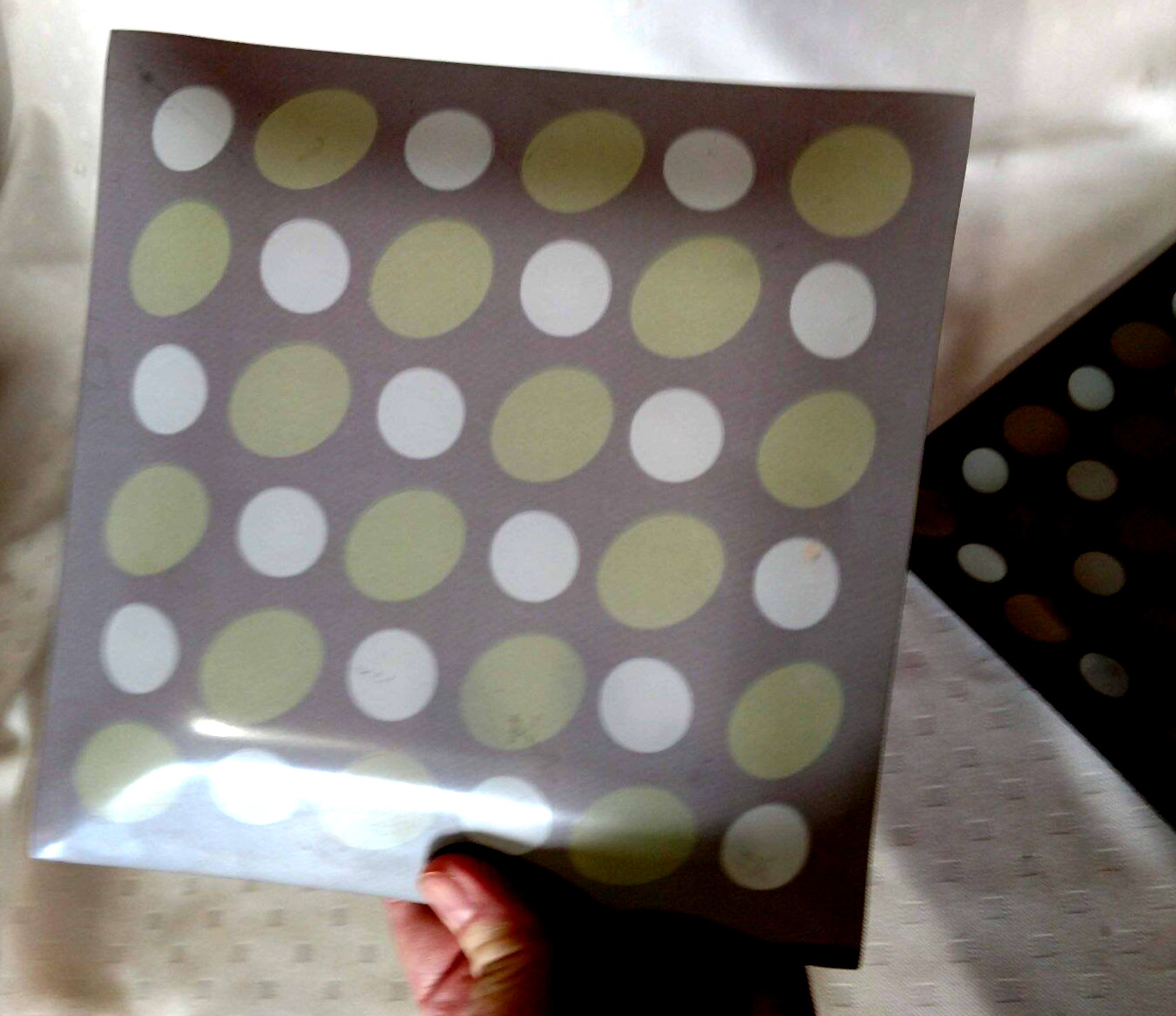 2 Ashtrays Ash Trays VTG Glass Square Polka Dot MCM 1960's 70's Mod Olive Plates