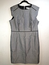 Nine West Suit Separates Gray Sheath Dress Size 16 Black Accents Fully Lined