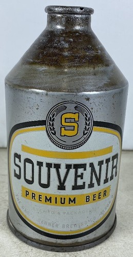 Vintage 1950's Crowntainer Cone Top Can Souvenir Premium Beer Akron, OH