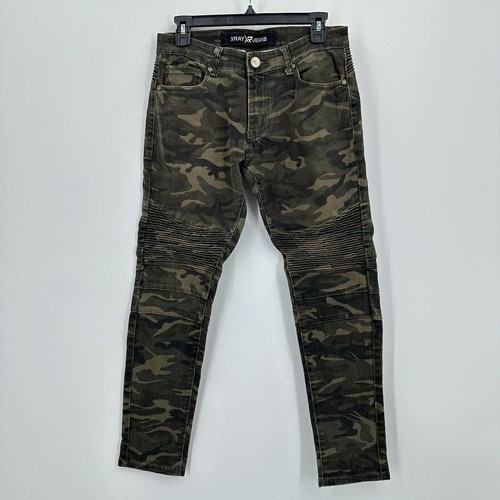 XR Xray Jeans Mens SZ 30 Green Camo Skinny Biker Motorcycle Slim Fit Streetwear