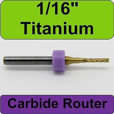 1/16'' Titanium Coated Carbide Router 1/8'' Shaft FR4 G10 Carbon Fiber - M142