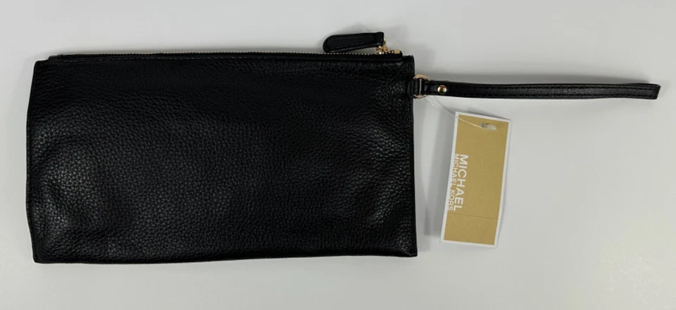 Michael Kors Fulton Large Zip Clutch Wallet Soft Black Pebble Leather NWT - Image 2 of 3