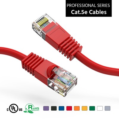 25 Foot Molded-Booted Cat5e Network Patch Cable - Red