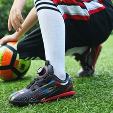 Boys Girls Trainers Kids Football Soccer Astro Turf Shoes Lace Less Youth Boots